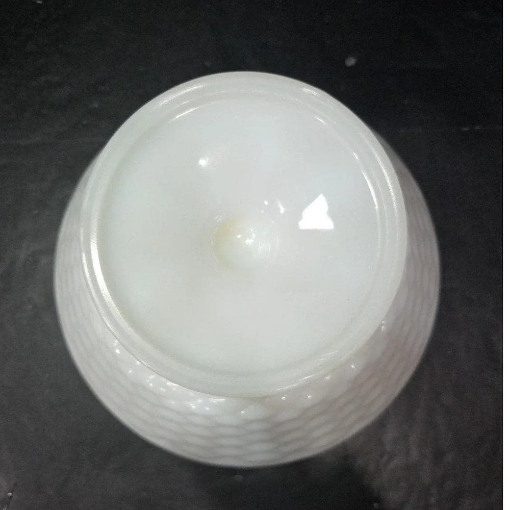 Milk Glass Diamond Quilt Footed Fruit Bowl, Vintage White Pedestal Compote